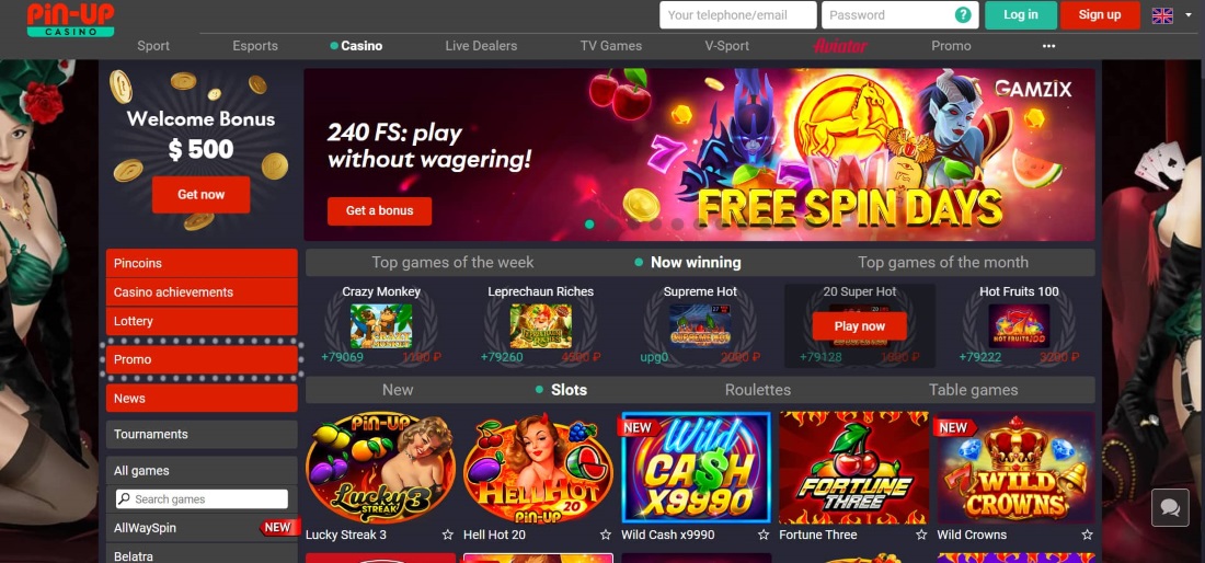 pin up casino home page